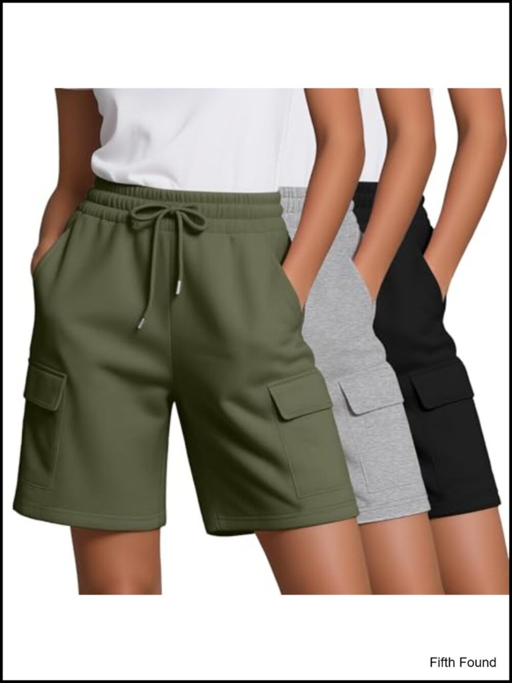 3 Pack Womens Bermuda Shorts Cargo Shorts Knee Length Drawstring Athletic